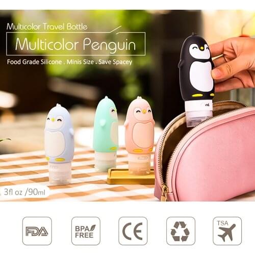 Travel Silicone Bottle Shampoo Shower Gel Lotion Sub-bottling Tube Squeeze kit 60/80/90/100ML