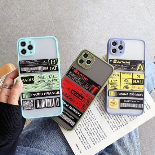 Hot Ins Travel Label Country Phone Case For iPhone 11Pro Max 7 8 Plus X XR XS Max SE2 Flight Ticket Letter Hard Back Cover Cases