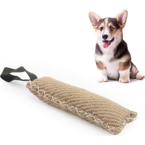 Quality Durable Small Dog Training Bite Tug Toy Beige Chew Dog Interactive Pet Toy German Shepherd Training Dog Toy