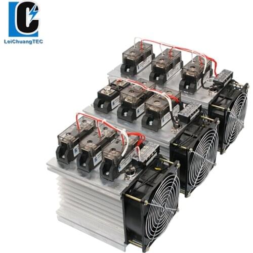 DC to AC Three Phase Solid State Relay Set With Heat Sink And Fan 60A 80A 100A 120A 150A 200A 300A 400A SSR Relay