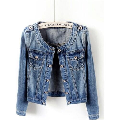 Korean Short Plus size Jeans Jacket Women Long-sleeve Denim Jacket Female 2020 Spring Autumn Loose Denim Coat Women Outerwear