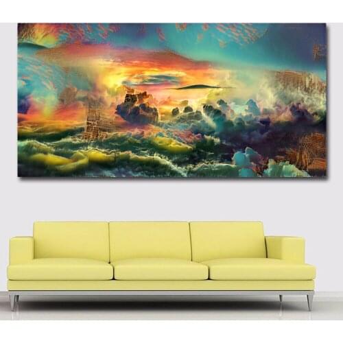 Colorful Modern Abstract Landscape Paintings Prints Posters Canvas Painting Wall Art Pictures For Living Room Home Decor