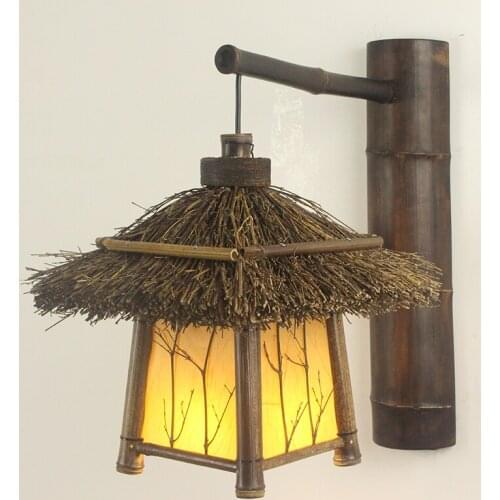 Lamp balcony garden teahouse home farm rural bamboo lamp wall lamp Japanese zen southeast Asia restoring ancient ways