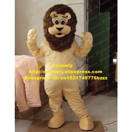 Fancy Light Yellow Lion Mascot Costume Mascotte Simba Lioness Simbalion With Big Black Eyes Open Mouth Adult No.1409 Free Ship