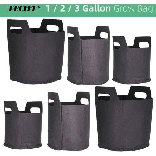 RBCFHI 1/2/3 Gallon Black Fabric Grow Bags w/ Handles Home Garden Planting Flowers Pots Breathable Pouch Root Container Growing