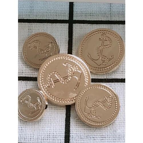 10PCS Retro Metal Golden Button for Clothing Anchor Brand Buttons Gold Jeans Sewing Accessories