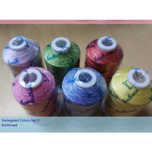Set #2: Simthread 6 Variegated Colors Embroidery thread/sewing thread for most home Sewing Machines 1000 meters Each