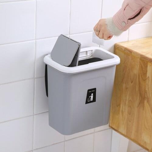 Wall Mounted Trash Can Waste Bin Garbage Storage Punching-free Kitchen Bathroom Hanging Cupboard Rubbish Container