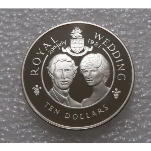Real Rare Silver Original Coin Collection Cayman 1981 10 Yuan Diana and Charles Wedding Commemorative Krona Silver Coin