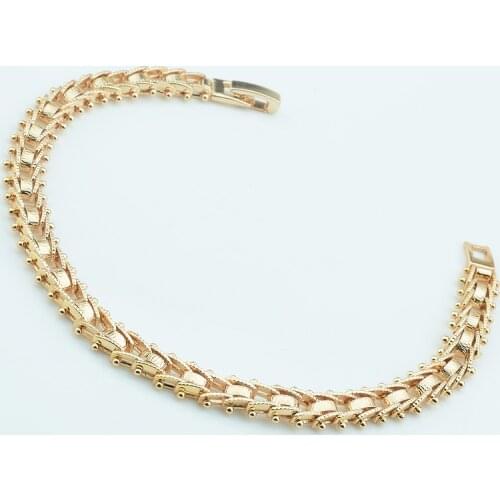 New 7mm Mens Boys 585 Rose Gold Color Fashion Bracelet Chain 22cm Jewelry
