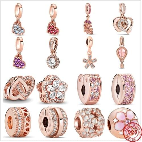 New Rose Gold Openwork Woven Infinity Daisy Hot Air Balloon Clip Charm fit Pandora charms silver 925 original bracelets bangles