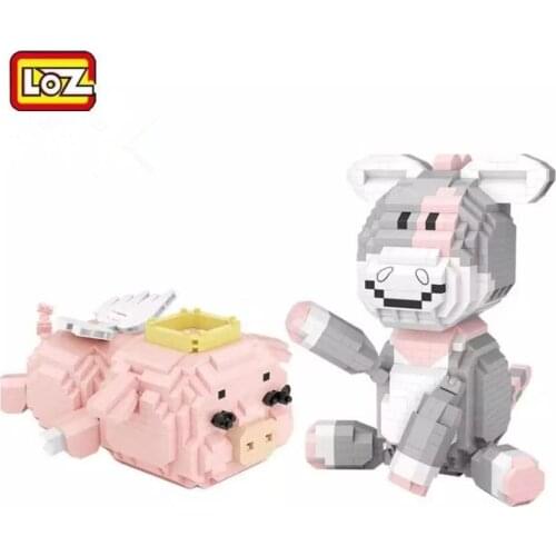 NEW LOZ Diamond Blocks Cute Plastic Toys for Children Educational Cartoon Animal Anime Action Figure Assembly Model DIY 9255