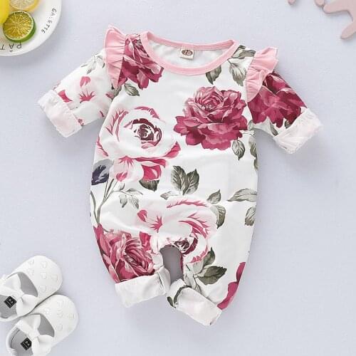 New Girls' floral print frilly romper Infant Baby Girls Long Sleeve Ruffles Floral Print Romper Jumpsuit Clothes Fashion lady Y4