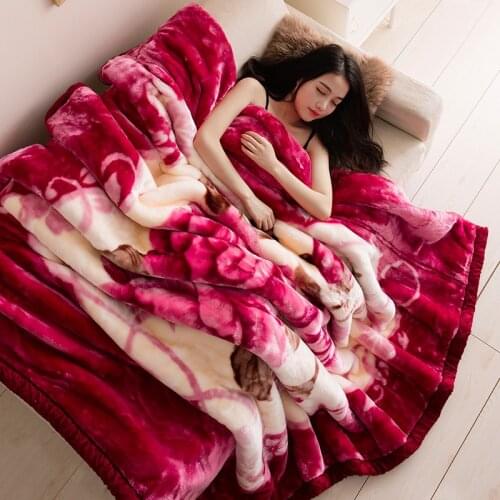 Flowers Red Blanket Raschel blanket winter gift thickened double layer blanket super soft thick Throw blanket 150x200cm
