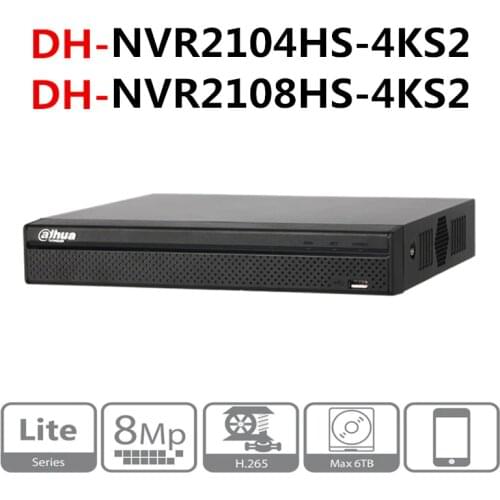 Original Dahua English NVR2104HS-4KS2 NVR2108HS-4KS2 4/8 Channel Compact 1U Lite 4K H.265 Network Video Recorder