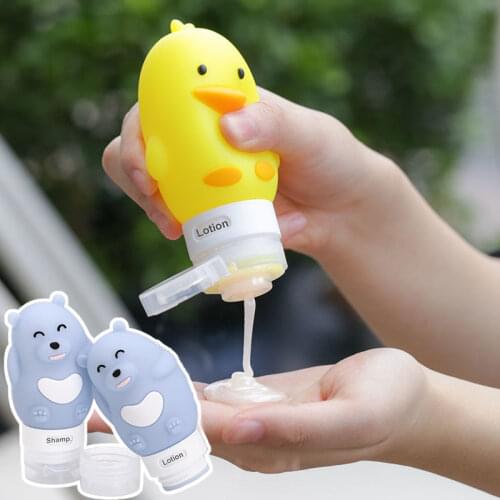 Travel Portable Bottle Bathroom Silicone Storage Bottles Jars Multi-purpose Cartoon Shampoo Shower Gel Lotion Refillable Bottle