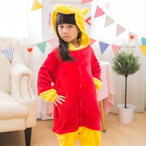 Boy Girl Children Winnie Bear Pajamas Set Flannel Kids Animal Cartoon Cosplay Hooded Pijama infantil Kigurumi Sleepwear