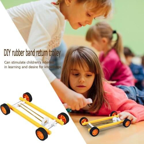 DIY Wood Pull Back Car Toy Small Production Model Rubber Band Pull Back Car Toy DIY Materials Kit