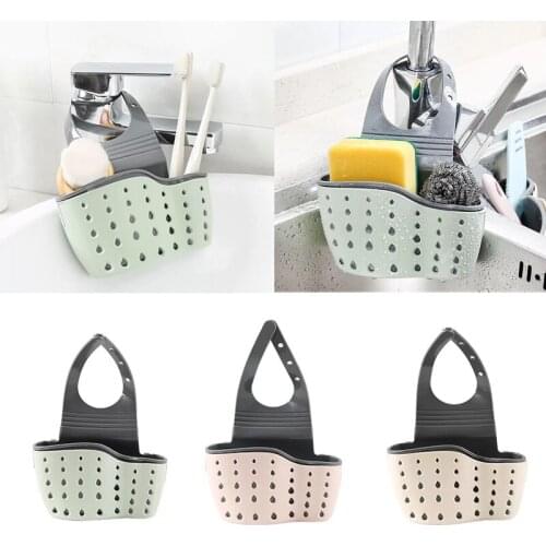 Kitchen Storage Sink Shelf Soap Sponge Drain Rack Silicone Storage Basket Bag Faucet Holder Adjustable Holder Sink Accessories
