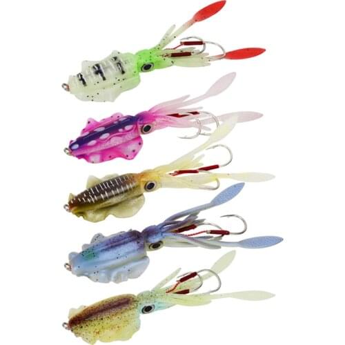 5Pcs Luminous Squid Jig Fishing Lures 60g 150mm Soft Fishing Lure Octopus Calamar For Sea Fishing Wobbler Bait Jigging