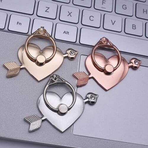 Mental Mobile Phone Ring Buckle Bracket Full Metal 360 Back Sticker One Arrow Through The Heart Love Phone Stand accessories