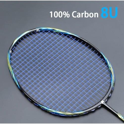 Professional Ultarlight 8U 66g Full Carbon Fiber Badminton Racket Strung Racquet With Strings Bag Padel Offensive Type For Adult