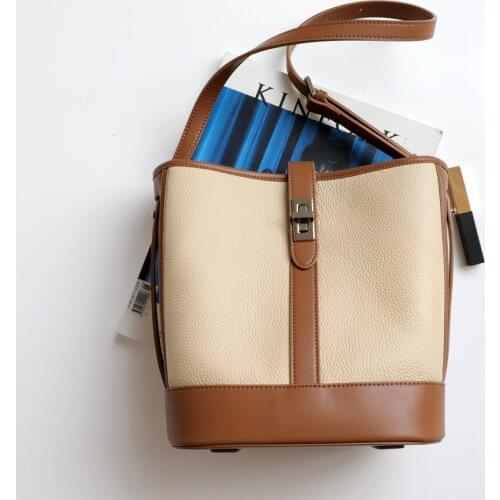 The First Layer Cowhide Bag Female Leather Armpit Handbags 2021 New Trendy Retro Wild One-shoulder Messenger Bucket Bag