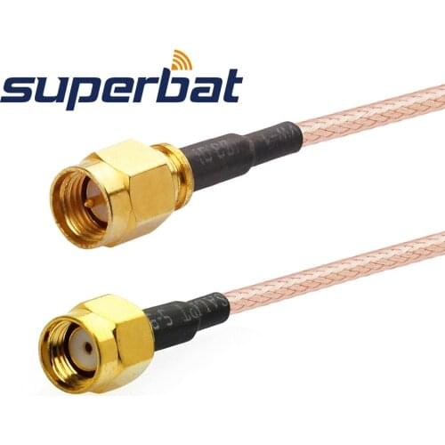 Superbat WIFI Antenna Extension Cable SMA Plug to RP-SMA Male(Female ipin) Pigtail RG316 15cm