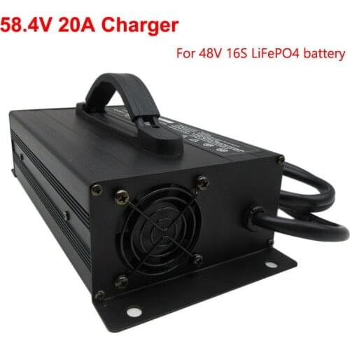 1200W 48V 18A LiFePO4 Battery Charger 58.4V 18A 20A Charger Used for 51.2V 16S LiFePO4 golf cart Forklift battery pack