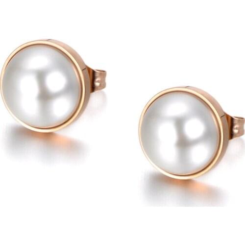 Simulated Pearl Earrings For Women Jewelry Bijoux Brincos Pendientes Mujer Fashion Stud Earrings Stainless Steel JE18039