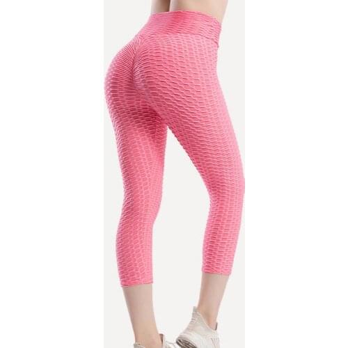 Women Seamless Leggings Fitness Yoga Sports Cropped Pants Push Up Booty Bubble Butt Stretchy High Waist Running Gym Sport Pant