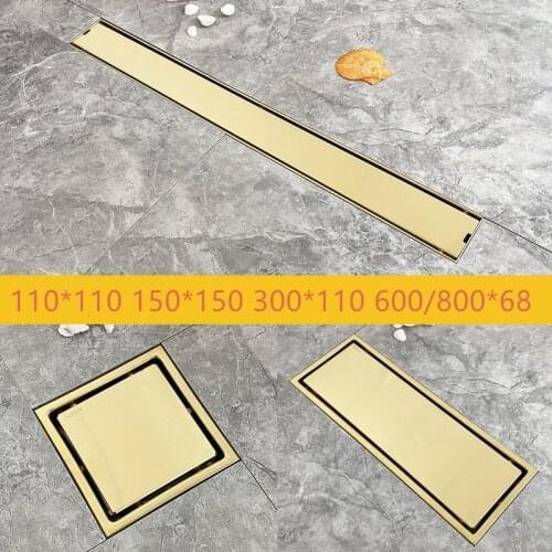 Gold floor drain high quality golden stainless steel shower drainer Bathroom drainage-110*110 150*150 300*110 600*68 800*68mm
