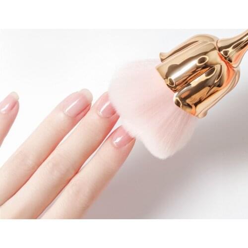 1Pc Nail Art Powder Dust Brush Pink Rose Brush For Nail Trimming Cleaning Brush Loose Powder Blush Acrylic Brush Manicure Tool
