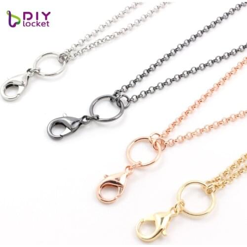 Diylocket 10pcs Link Rolo Chain Necklace for floating locket Necklace Pendant 4 colors 2.5mm width 30 inches length LSCH04*10