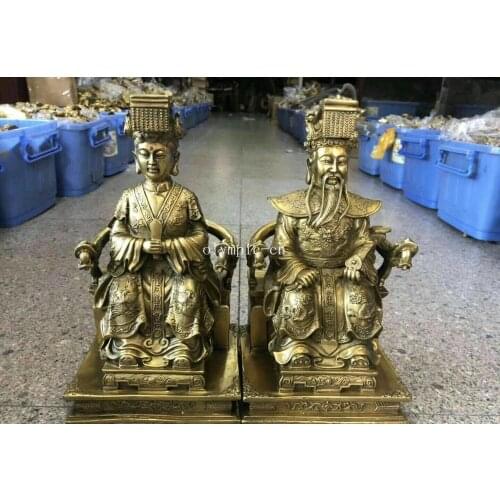 16'' classical brass copper home fengshui dragon emperor and empress queen