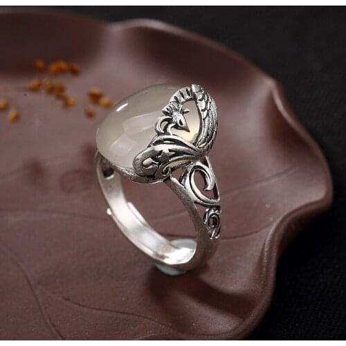 2018 Hot Sale Rushed Anel Feminino Ancient Ways Of High-grade Phoenix Pomegranate Corundum Wholesale Ms Shedding Sterling Ring