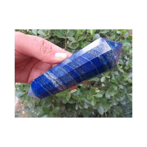5.32" BLUE LAPIS LAZULI 12 SIDED CRYSTAL QUARTZ VOGEL Wand Point 282g