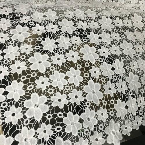 5yards High Quality White Floral African Guipure Lace Fabric For Sewing African Cord Lace Fabric For Nigerian Wedding Dresses