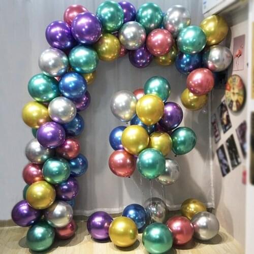 50pcs/lot Chrome Alloy Latex Balloons 12inch Gold Silver Metal Luster Birthday Party Decorations Ballon Wedding Globos JL0117