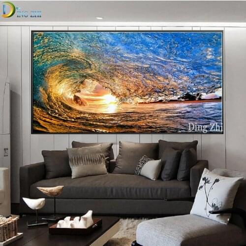 Diamond Painting 5D DIY Surfing Ocean Sea Waves Colorful Sun Sport Surfer Embroidery Cross Stitch Wall Art Decor Mosaic Mural