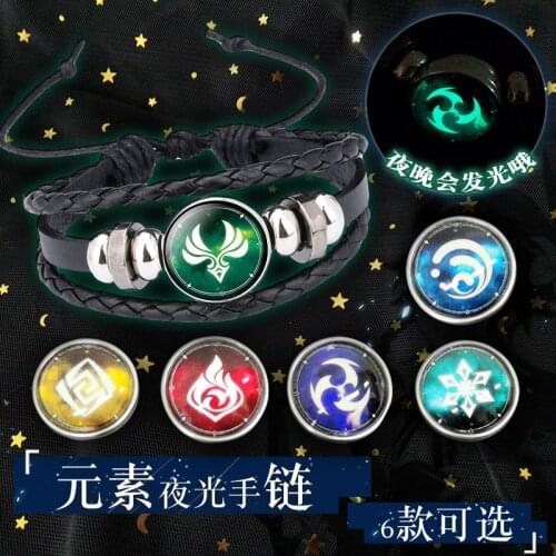 Anime Genshin Impact Pendant Cartoon Eye of God Night Lights Bracelet Toy Gift