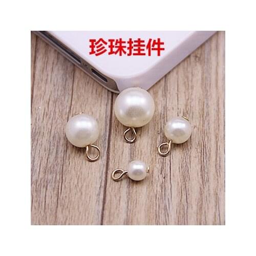 Free Shipping 50PCS 6/8/10/12mm Fashion Pearl Pendant Charms Fit for DIY Bracelet Necklace Phone Chain Keyring Earring Decor