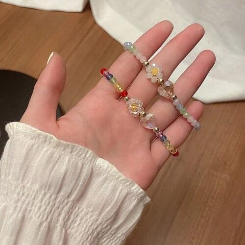 Colorful Flower Beads Crystal Beaded Bracelets Women Sweet Temperament Handwork Bracelet& Bangles Charms Jewelry Making