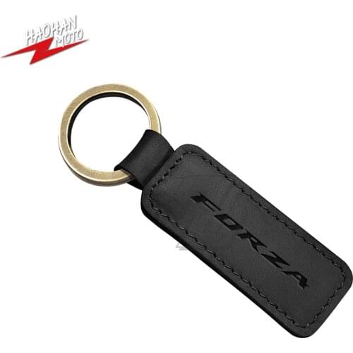 For Honda Forza 125 250 300 Scooter Motorcycle Cowhide Crazy Horse Skin Keychain Key Ring