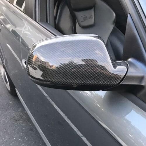 2Pcs Carbon fiber style Rearview Mirror Shells Cover Protection Cap Car Styling Shell Side Mirror Shell Covers For A3 A4 A5 B8.5