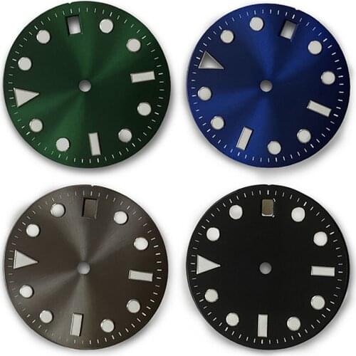 29mm Watch Dial with Blue Luminous 3 o'clock Watch Dial for NH35 Movement Accessories
