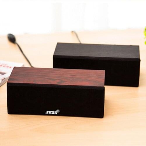 Wooden Home Retro Desktop Computer Speaker Subwoofer Portable Stereo Surround Speaker USB Laptop Mobile Phone Tablet MP3 MP4