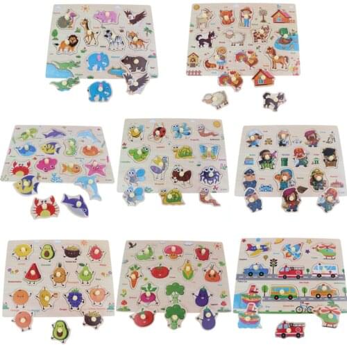 Wooden Jigsaw Pegged Puzzle Early Learning Toy For Age 2-7Years Boys Girls