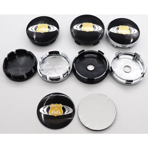 4pcs 56mm or 60mm Route US 66 Car Logo Wheel Center Hub Cap Rim Badge Covers Decal Refit Emblem Sticker Auto Accessories