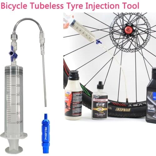 Bicycle Tubeless Tire Liquid Injection Tool MTB Road Bike Tubeless Sealant Injector UST Tyre No Inner Tubes Valve Core Tool
